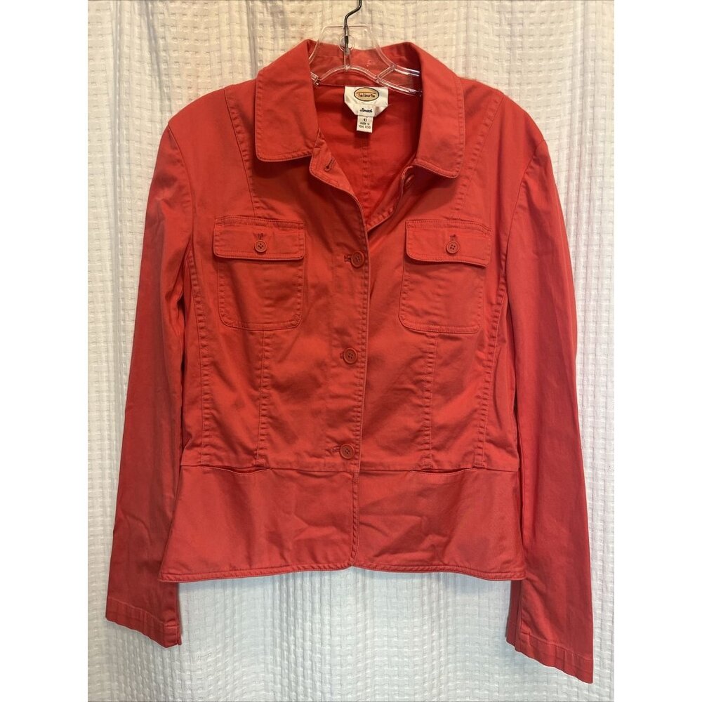 Talbots Size 10 Coral Lightweight Button Up Jacket Women's Stretch O3